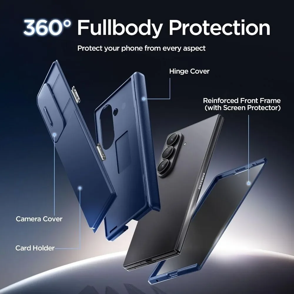 TONGATE Wallet Case for Galaxy Z Fold 7 - Heavy Duty Blue Armor Cover